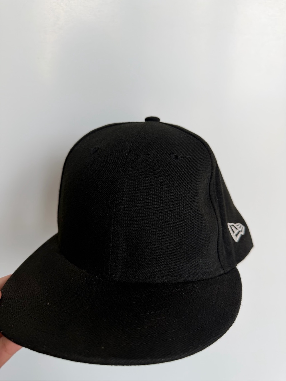 New Era Black Men's Flat Brim Cap with Side Logo